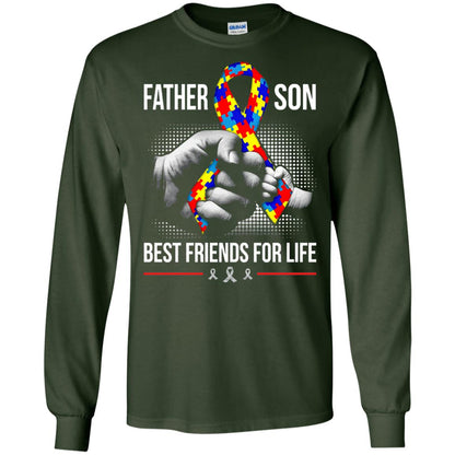 Father And Son Best Friends For Life Autism Awareness T-shirt Forest Green