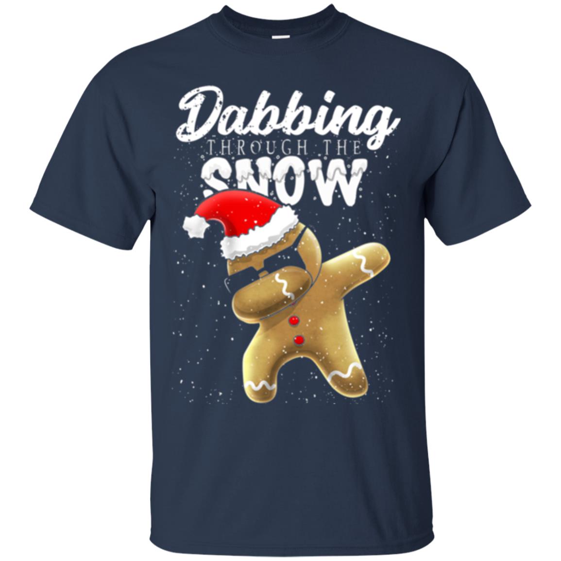 Dabbing Gingerbread T-shirt Dabbing Through The Snow Navy