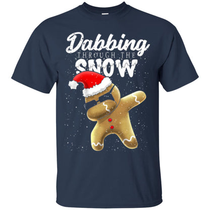 Dabbing Gingerbread T-shirt Dabbing Through The Snow Navy