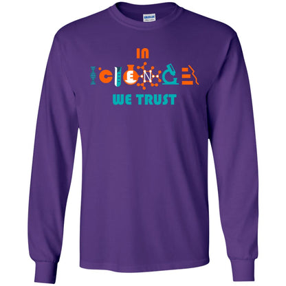 Scientist T-shirt In Science We Trust Purple