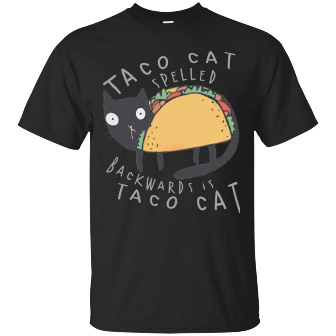 Cat Lovers T-shirt Taco Cat Spelled Backward Is Taco Cat Black