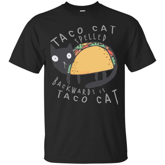 Cat Lovers T-shirt Taco Cat Spelled Backward Is Taco Cat Black