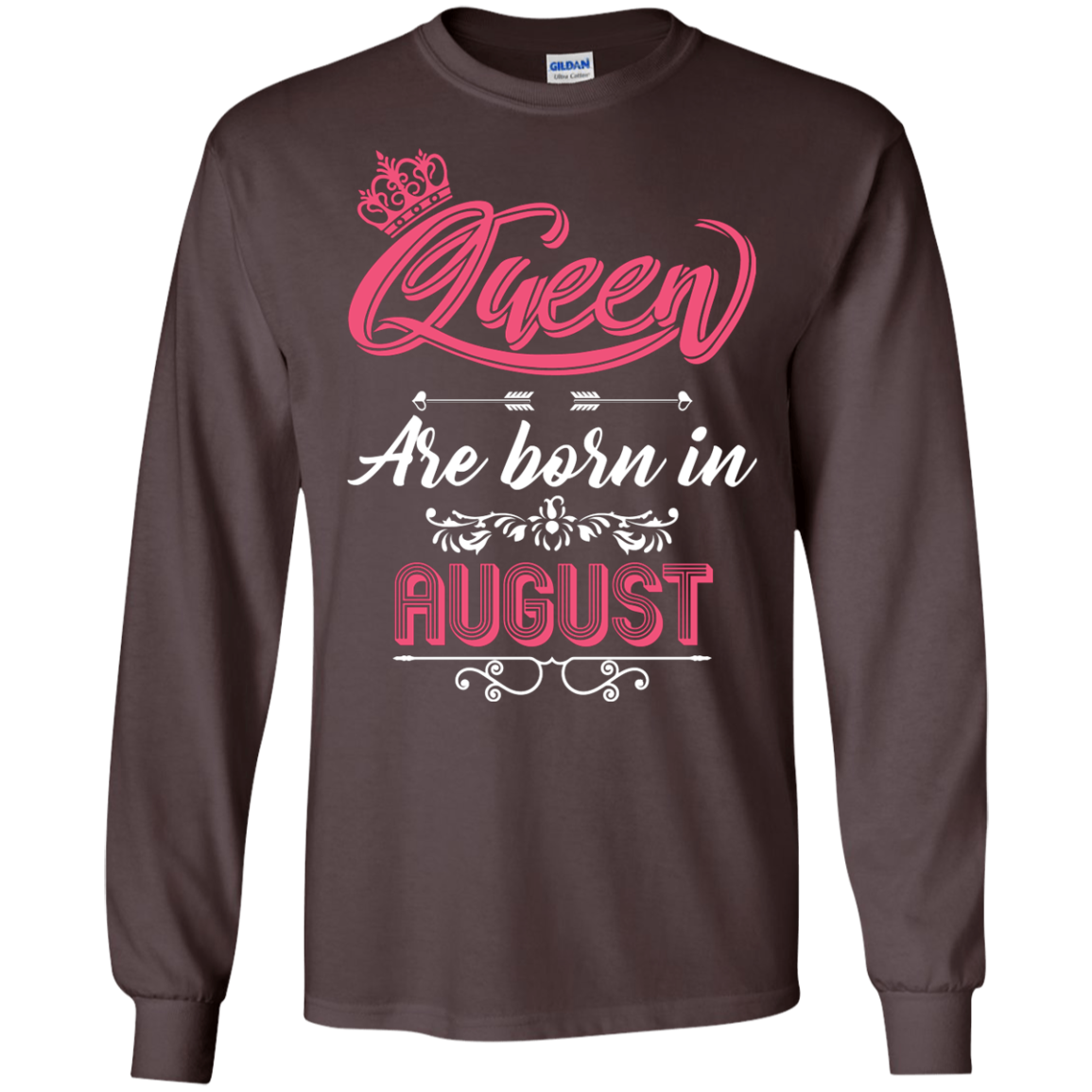 Brithday T-Shirt Queen Are Born In August Dark Chocolate