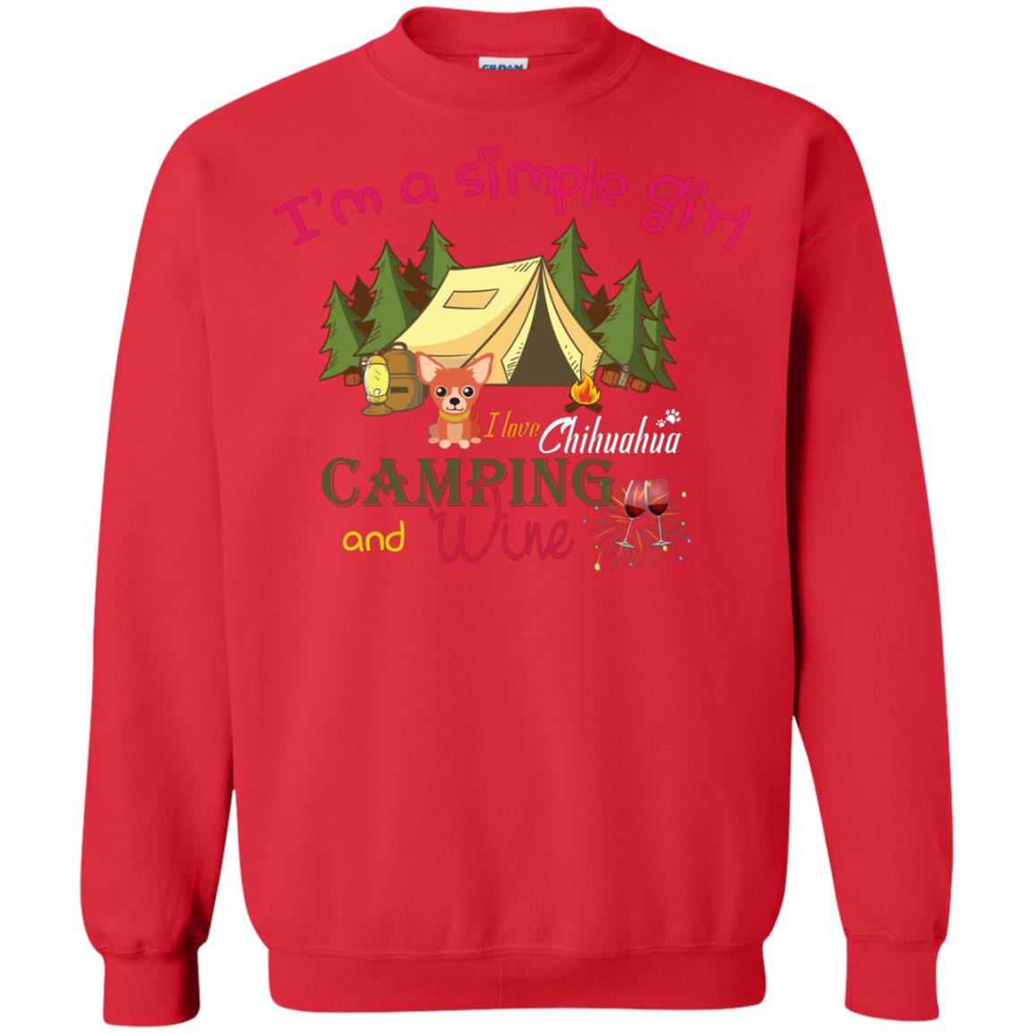 I’m A Simple Girl I Love Chihuahua Camping And Wine Shirt Red