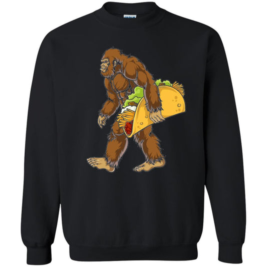 Camping T-shirt Bigfoot Sasquatch Carrying Taco Black