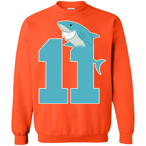 11th Birthday Shark Party ShirtG180 Gildan Crewneck Pullover Sweatshirt 8 oz.