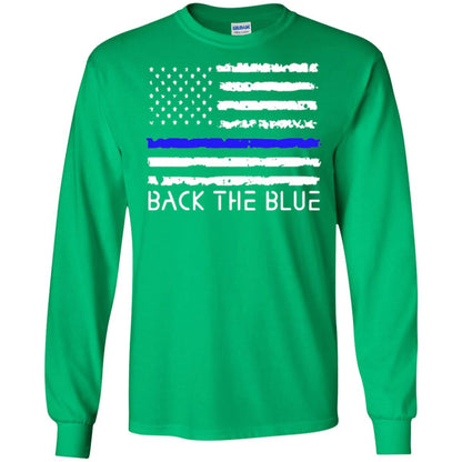 Thin Blue Line T-shirt Back The Blue Irish Green
