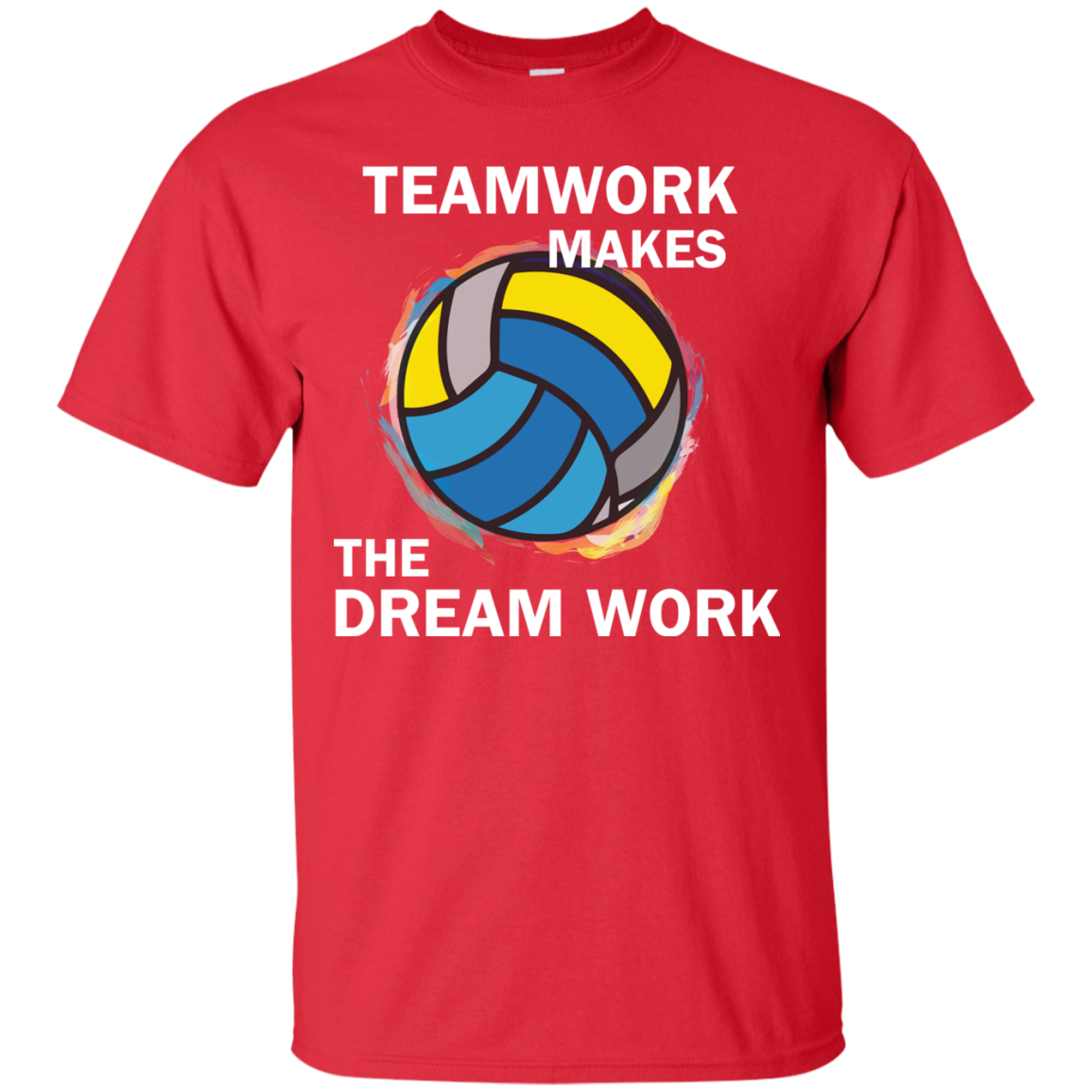 Volleyball T-shirt TeamWork Makes The Dream Work Red