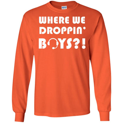 Where We Dropping Boys Gamer Shirt Orange