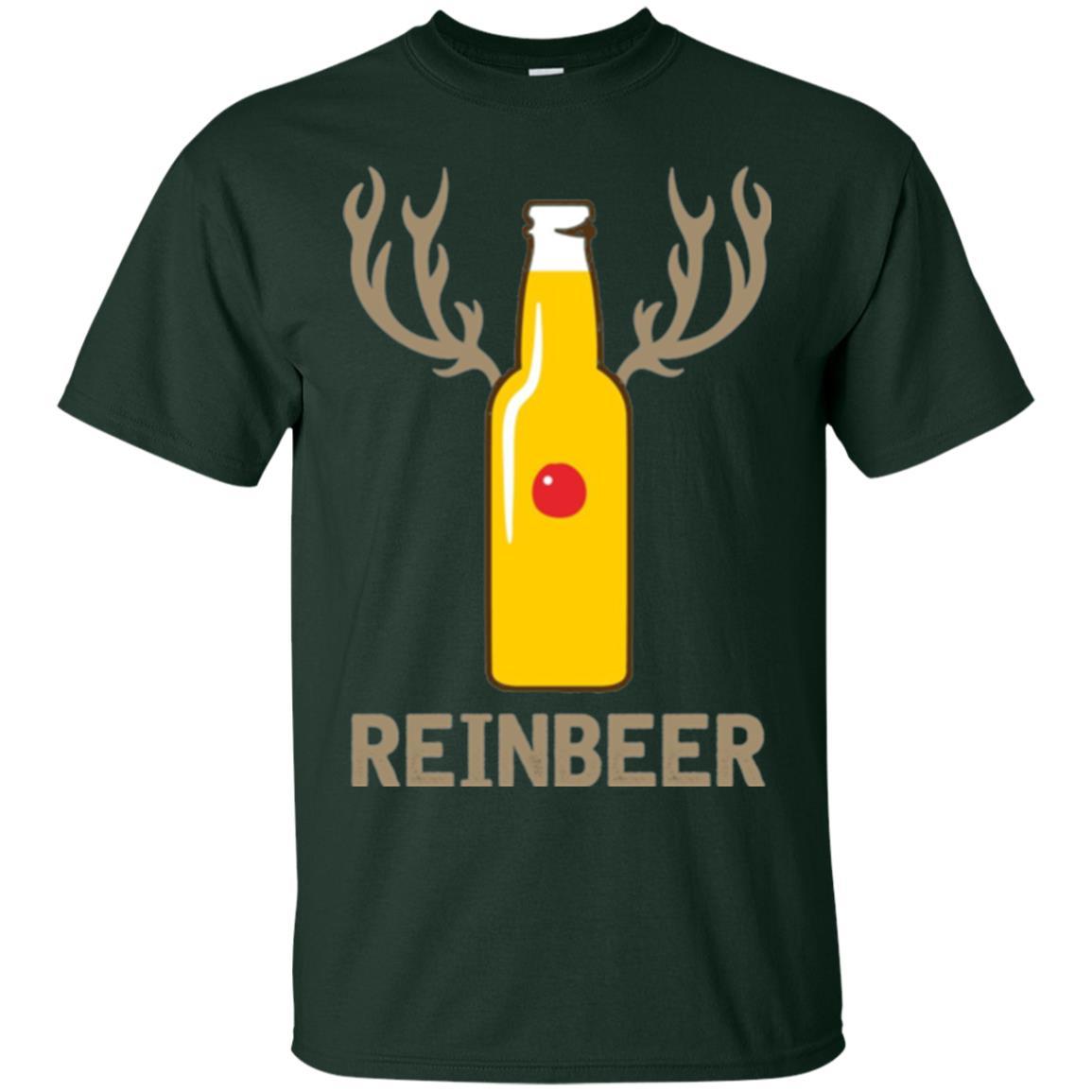 Christmas T-shirt Reinbeer Bottle Drinking Forest Green