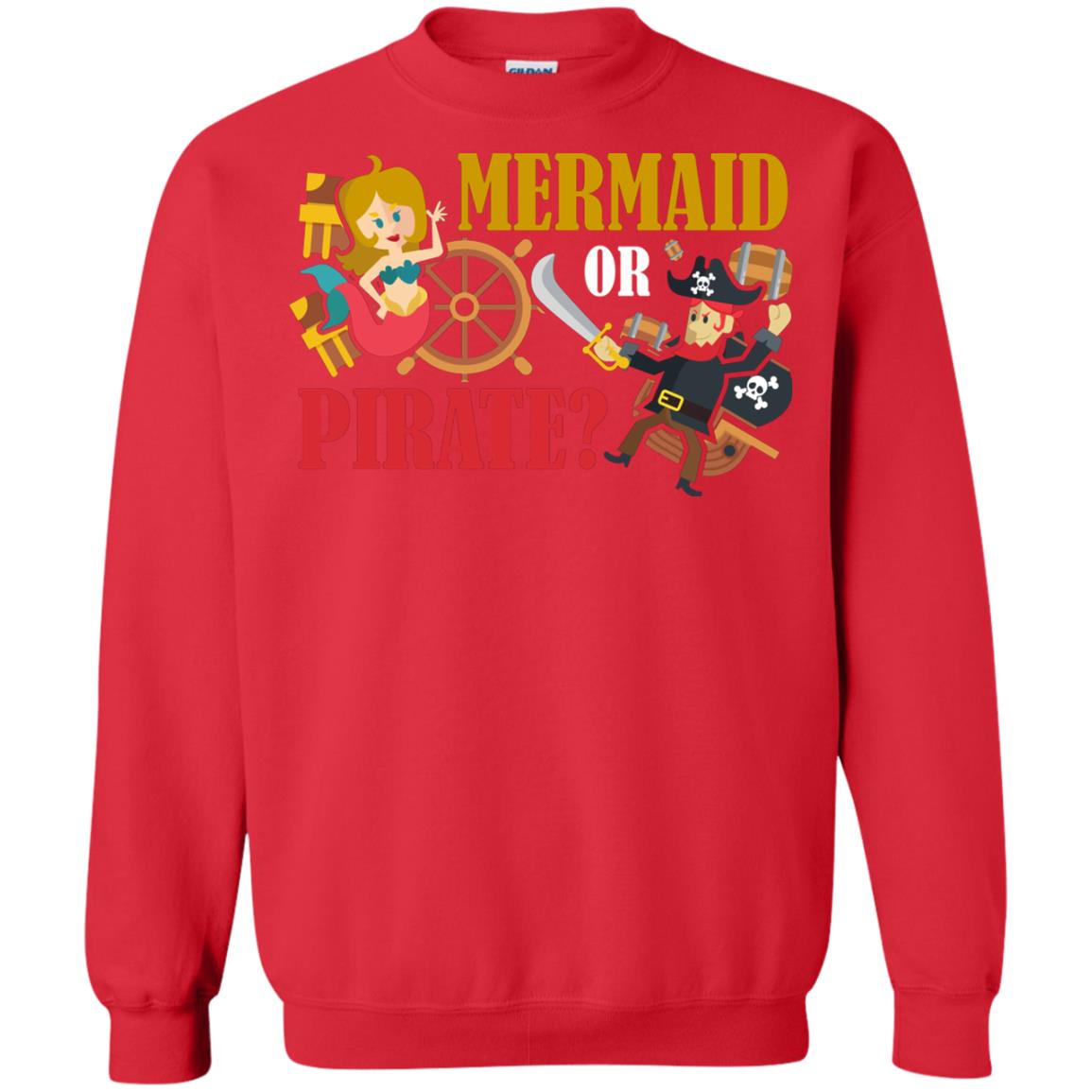 Mermaid Or Pirate Gift Shirt For Boys And Girls Red
