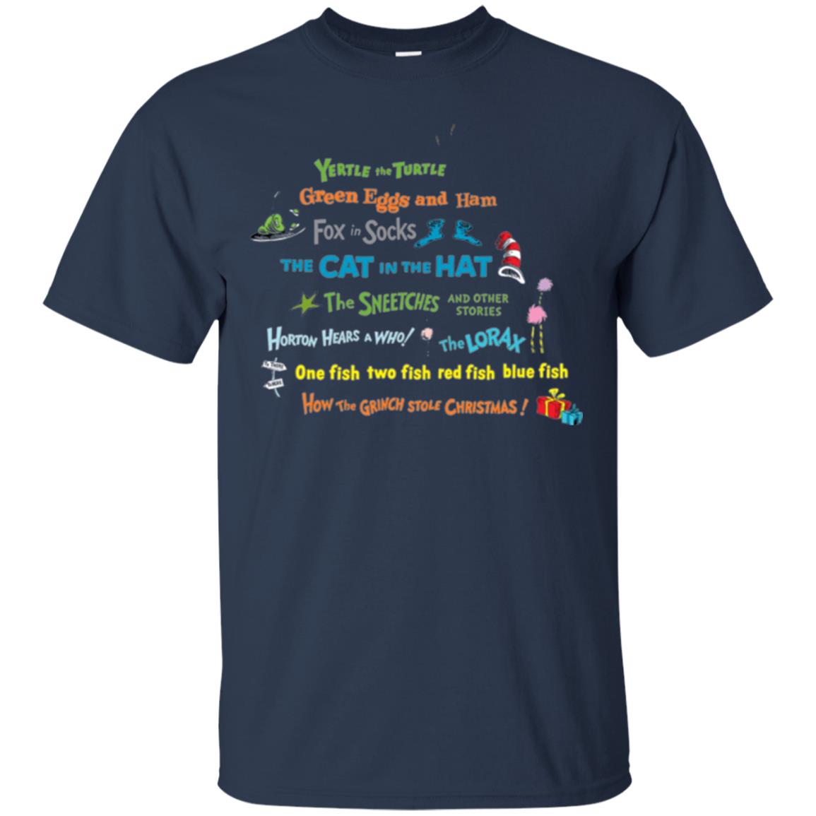 Dr. Seuss Book Title National Wear Red Day T-shirt Navy
