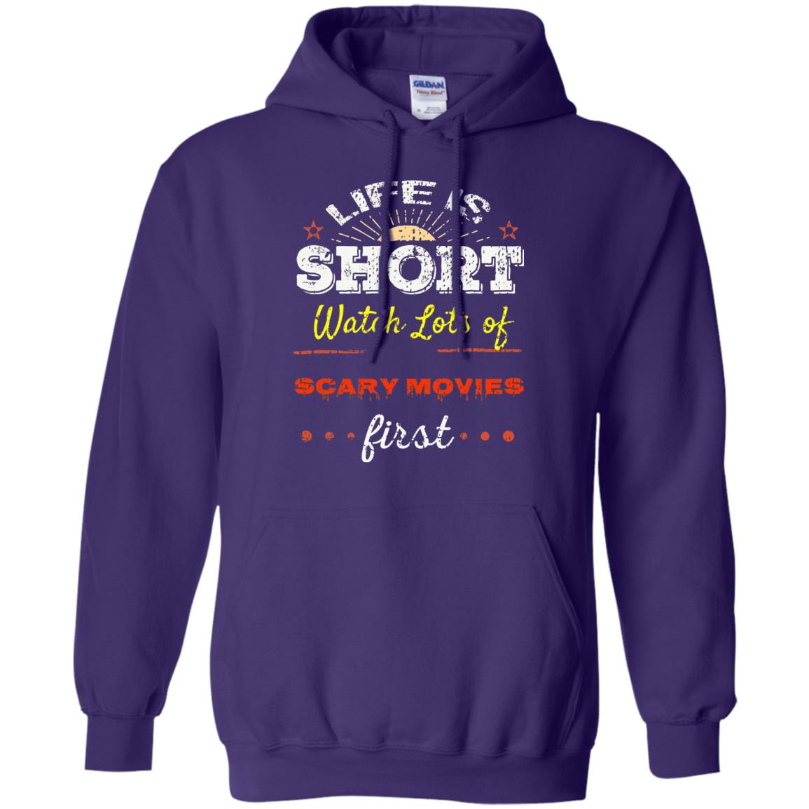 Horror Movie T-shirt Life Is Short Watch Scary Movies First Purple