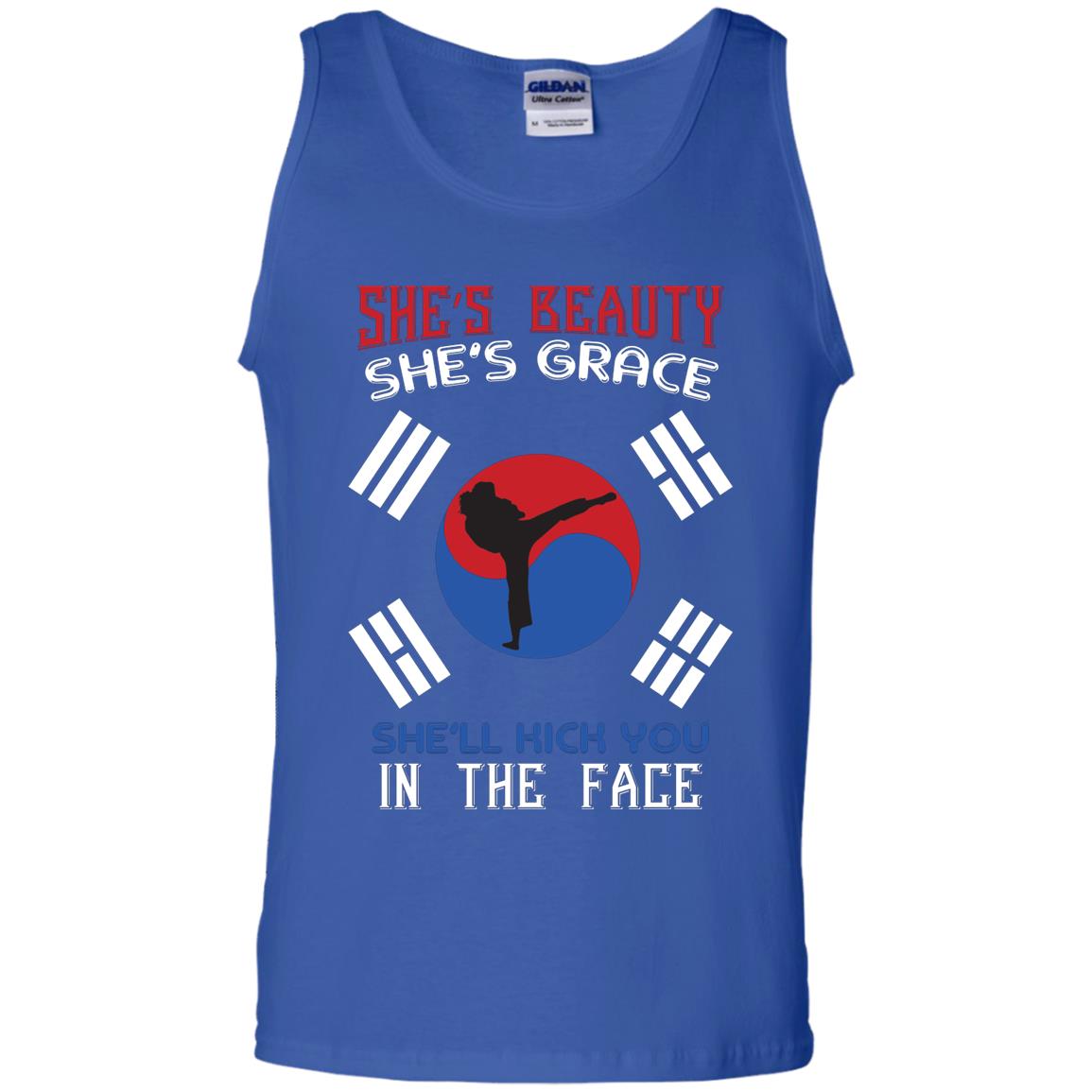 She’s Beauty She’s Grace She’ll Kick You In The Face Taekwondo T-shirt Royal