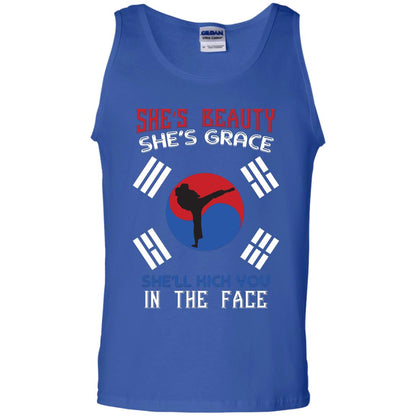 She’s Beauty She’s Grace She’ll Kick You In The Face Taekwondo T-shirt Royal