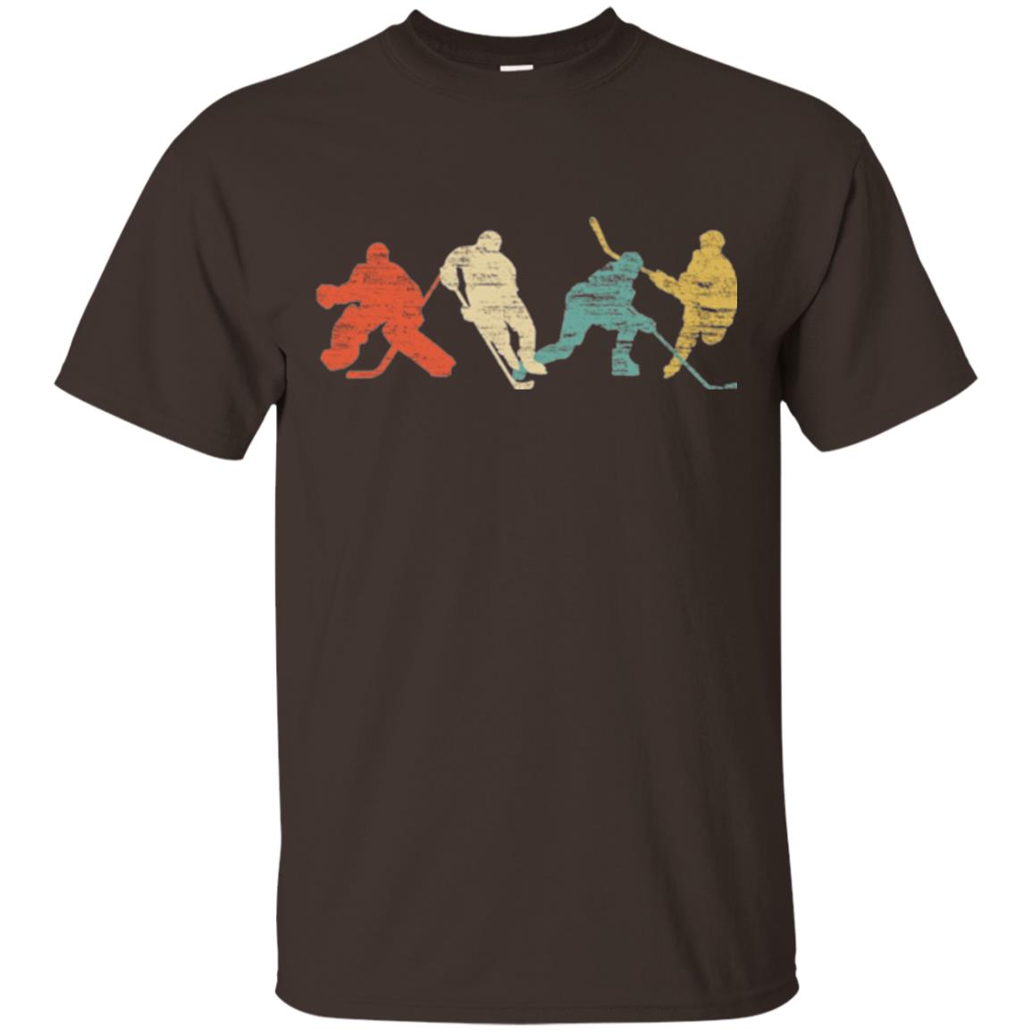Classic Vintage Style Ice Hockey T-shirt Dark Chocolate