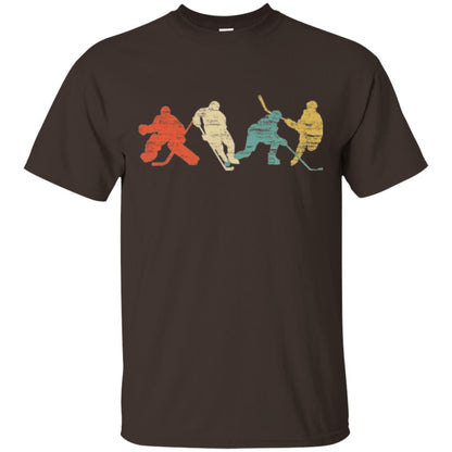 Classic Vintage Style Ice Hockey T-shirt Dark Chocolate