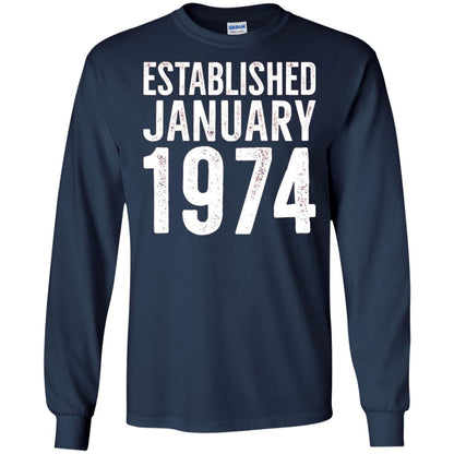 Established January 1974 43rd Birthday T-shirt Navy
