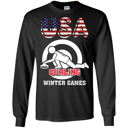 Usa Curling Winter Games Curling Lover T-shirt Black