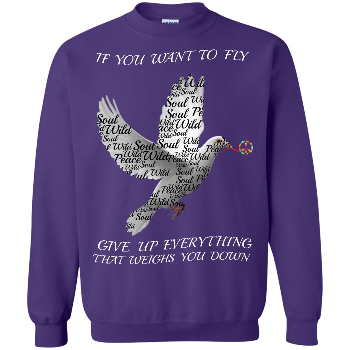 If You Want To Fly Give Up Everything That Weighs You Down Peace Sign Shirt Purple