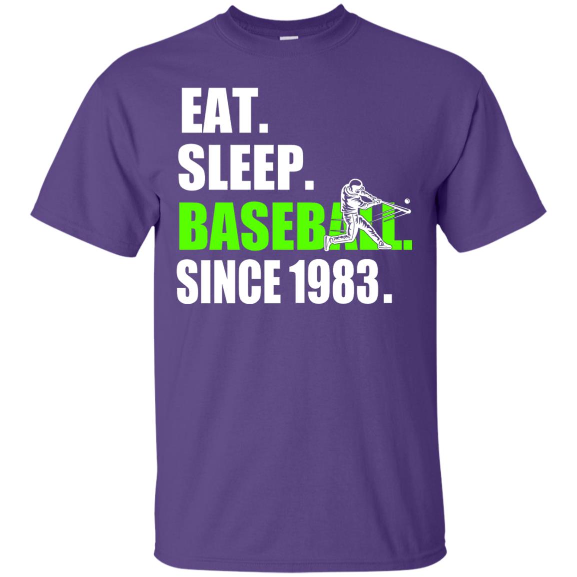 Eat Sleep Baseball Since 1983 35th Birthday Shirt Purple
