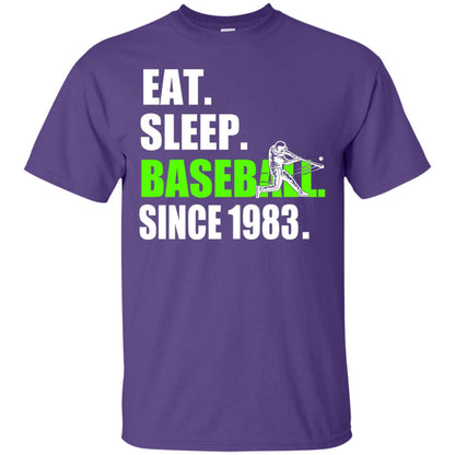 Eat Sleep Baseball Since 1983 35th Birthday Shirt Purple