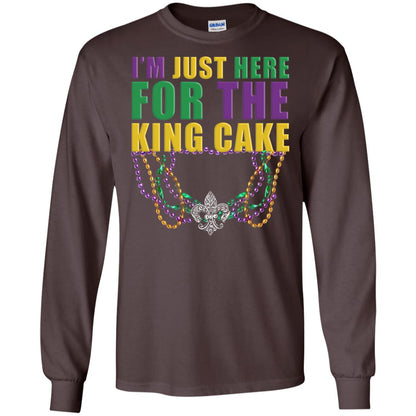 Mardi Gras Beads T-shirt I_m Just Here For The King Cake Dark Chocolate