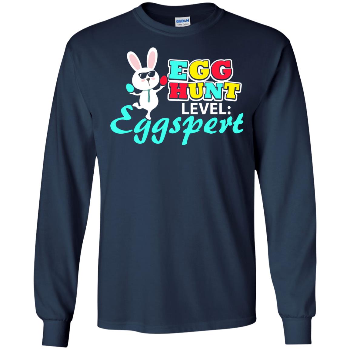 Egg Hunt Level Eggspert Easter Holiday T-shirt Navy