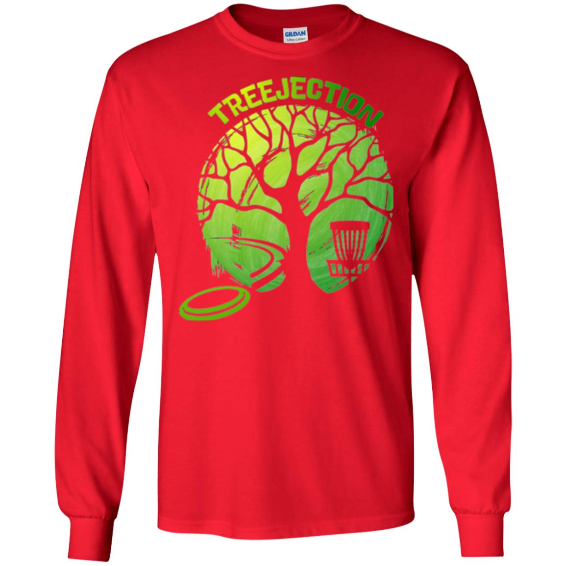 Funny Disc Golf T-shirt Treejection Red