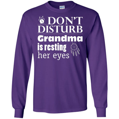 Don't Disturb Grandma Is Resting Her Eyes Funny Grandmom Shirt Purple