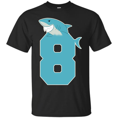 8th Birthday Shark Party Shirt Black