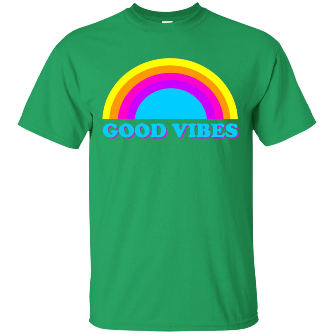 Rainbow Groovy Good Vibes T-shirt Irish Green
