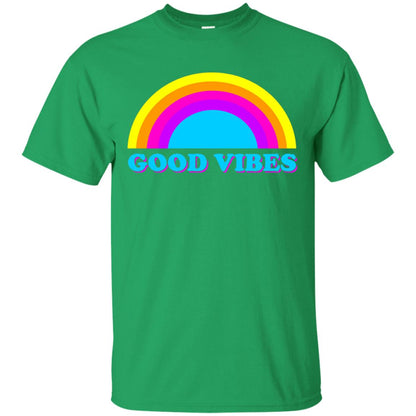 Rainbow Groovy Good Vibes T-shirt Irish Green