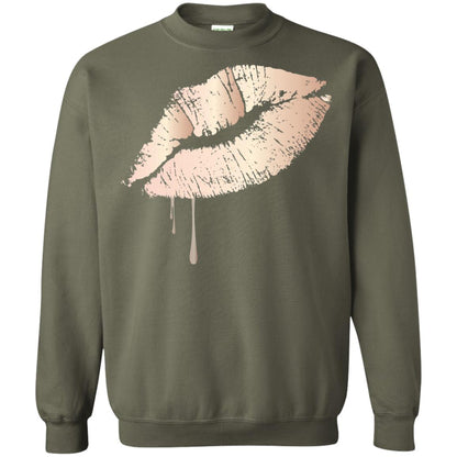 Rose Gold Dripping Lips T-shirt Military Green