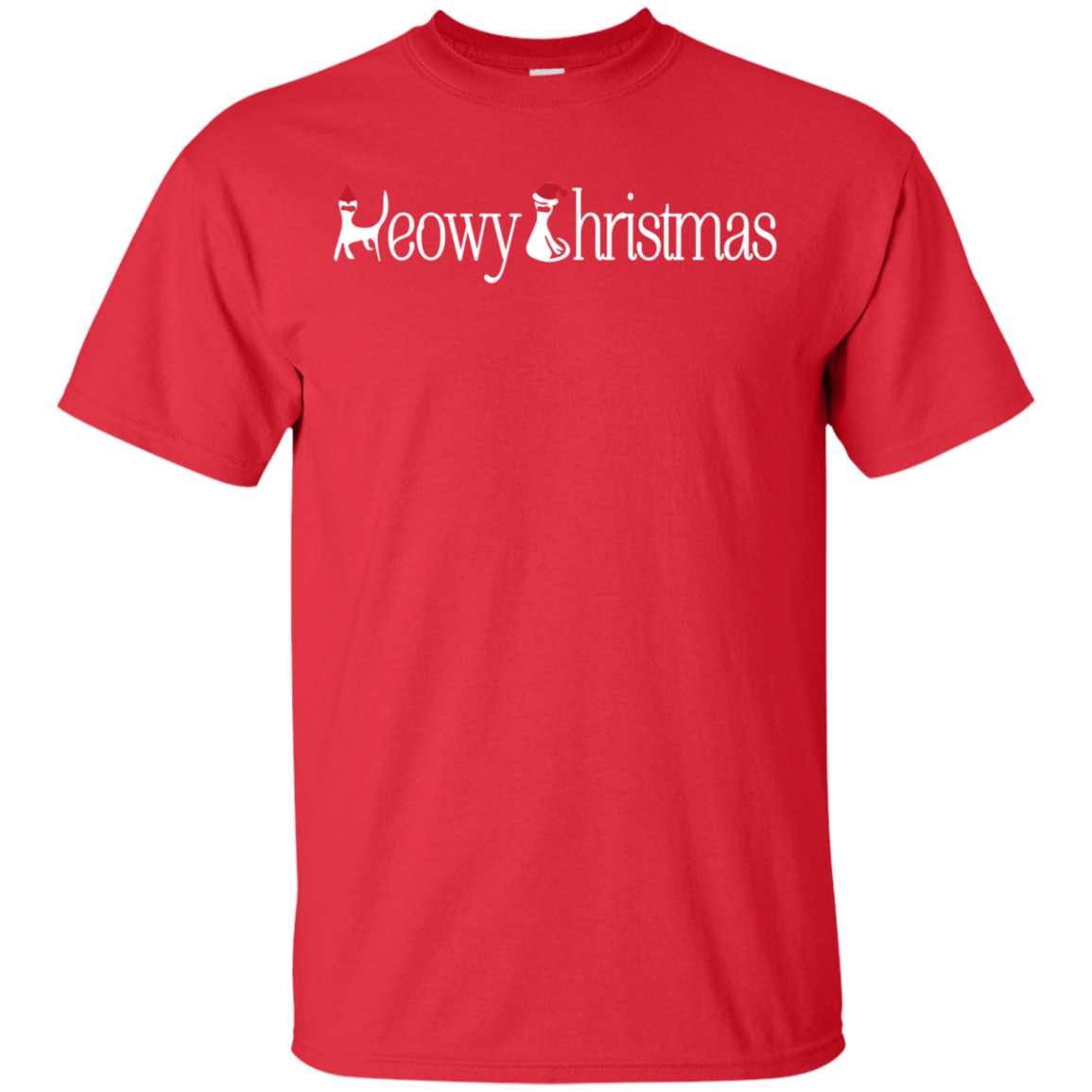 Christmas T-shirt Meowy Christmas Red