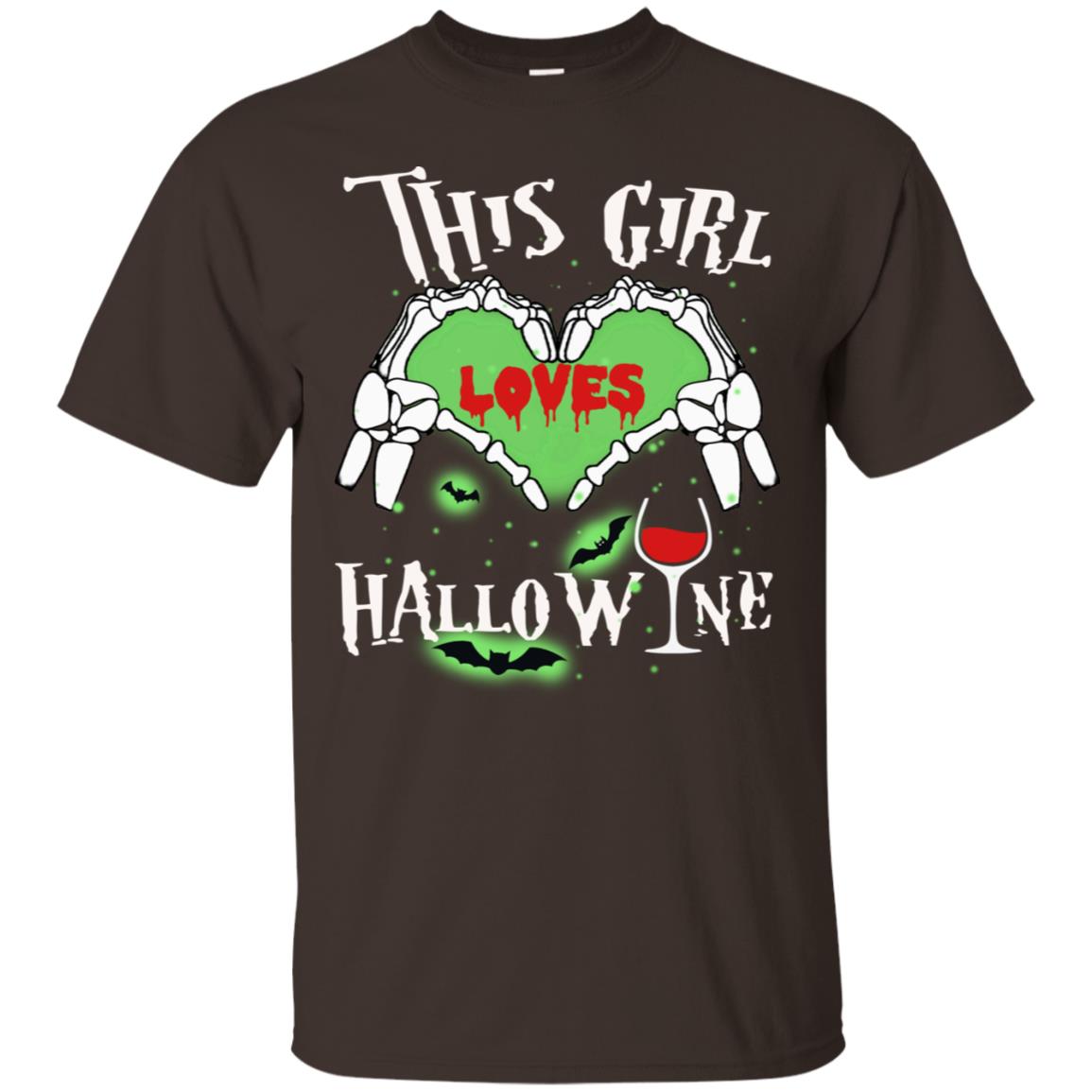 This Girl Loves Hallo-wine Funny Halloween Shirt For Wine Lovers Dark Chocolate