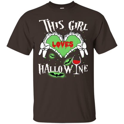 This Girl Loves Hallo-wine Funny Halloween Shirt For Wine Lovers Dark Chocolate