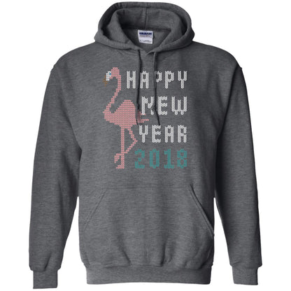 Happy New Year 2018 T-shirt Pink Flamingo Dark Heather