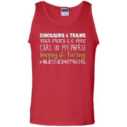 Dinosaurs And Trains Yoga Pants Coffee Cars In My Purse Buring Farting Mom Of Girls Shirt Red