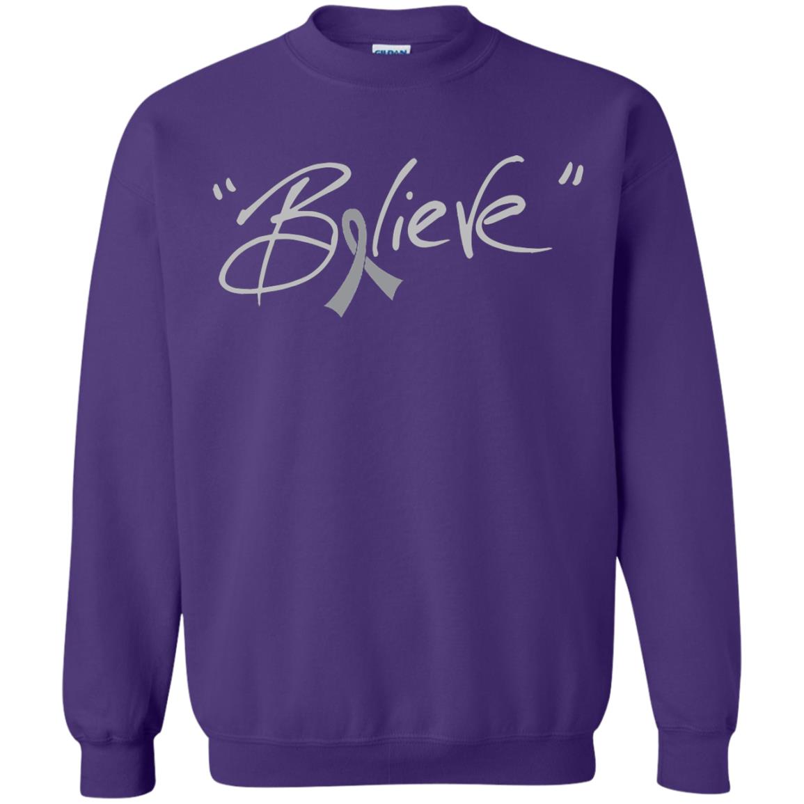 Brain Cancer Awareness Shirt Grey Ribbon Believe Purple