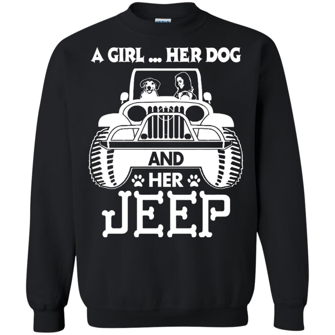 Dog Lover T-shirt A Girl Her Dog And Her Jeep Black