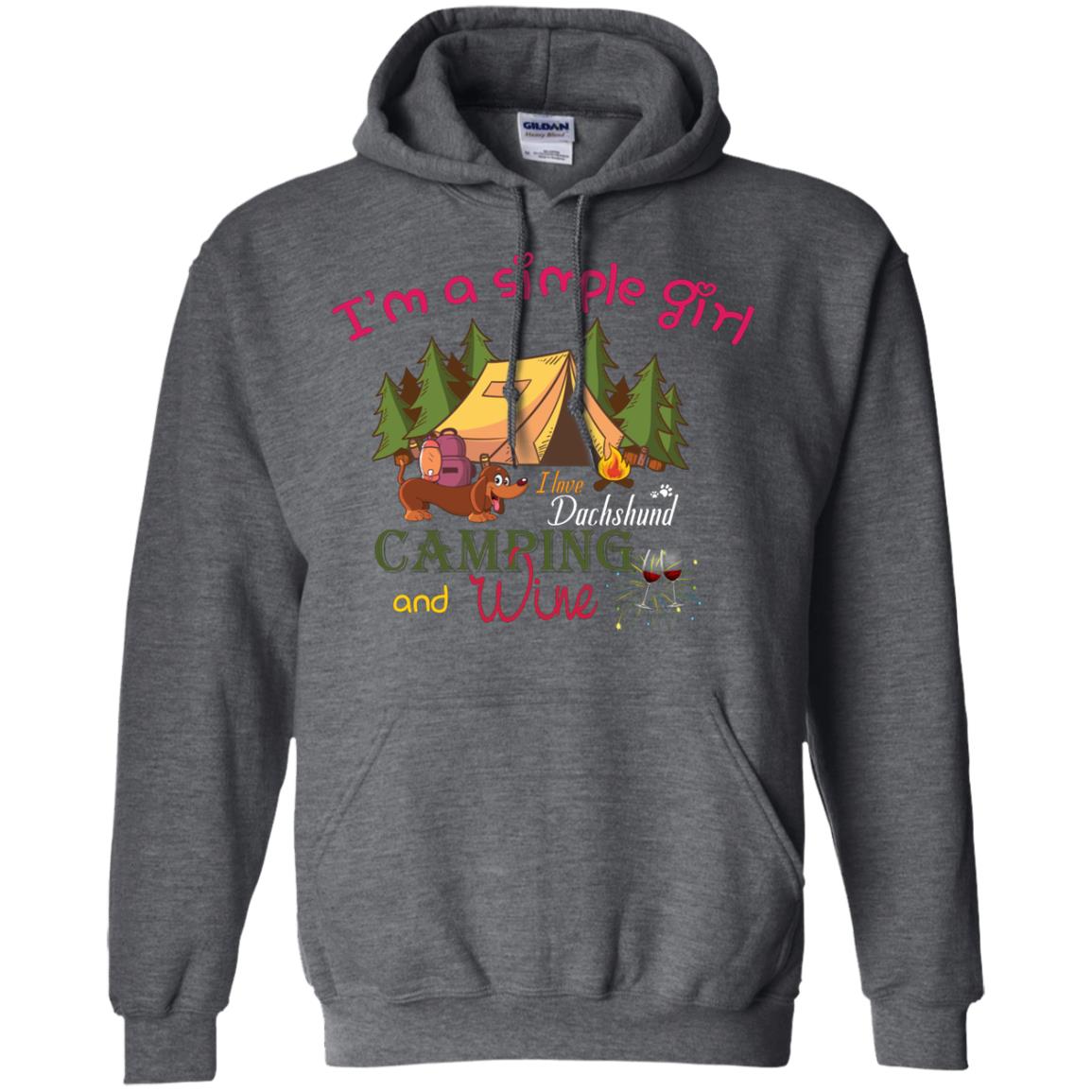 I’m A Simple Girl I Love Dachshund Camping And Wine Shirt Dark Heather