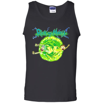 Rick Morty T-shirt Portal Glow Lightning Logo Black
