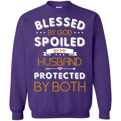 Blessed By God Spoiled By My Husband Protected By Both Shirt Purple