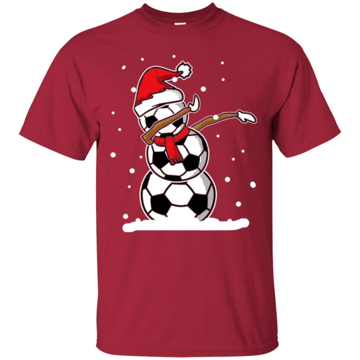 Christmas T-shirt Dabbing Snowman Soccer Cardinal