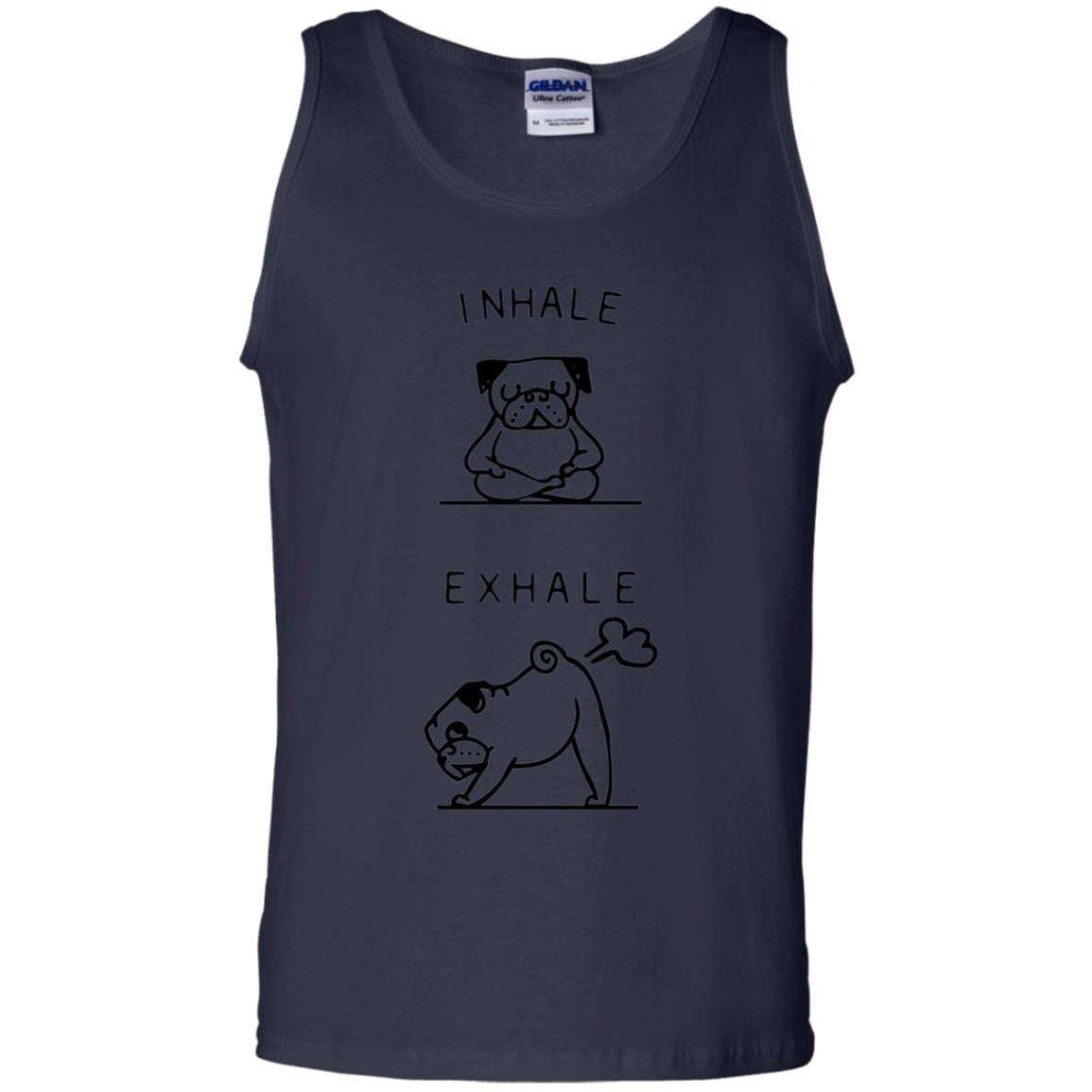 Huebucket T-shirt Inhale Exhale Pug T-shirt Navy