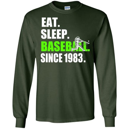 Eat Sleep Baseball Since 1983 35th Birthday Shirt Forest Green