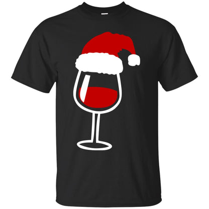 Twinkle Red Wine Glass Santa Hat X-mas Gift Shirt Black