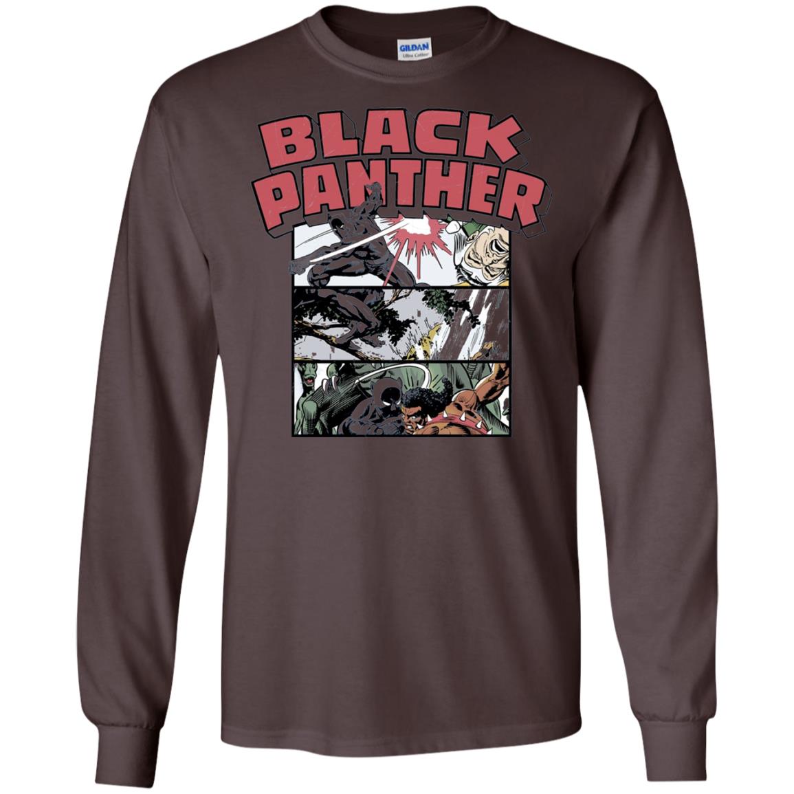 Black Panther Retro Comic Stacked Panel Art T-shirt Dark Chocolate