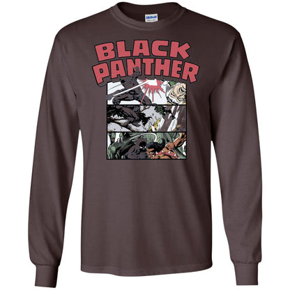 Black Panther Retro Comic Stacked Panel Art T-shirt Dark Chocolate